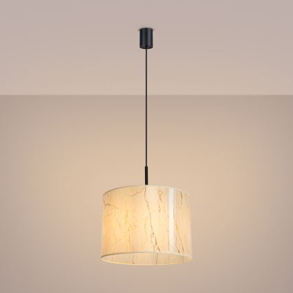 Kaabliga riputatav lühter NEVIA 1xE27/15W/230V, läbimõõt 40 cm, beež/marmori muster