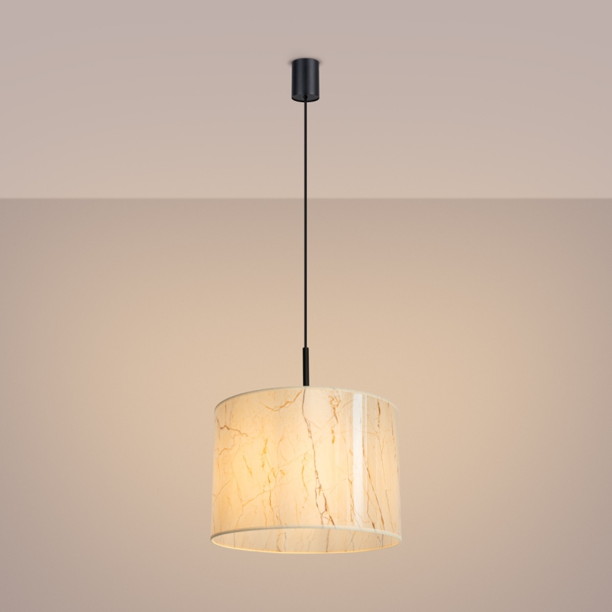 Kaabliga riputatav lühter NEVIA 1xE27/15W/230V, läbimõõt 40 cm, beež/marmori muster