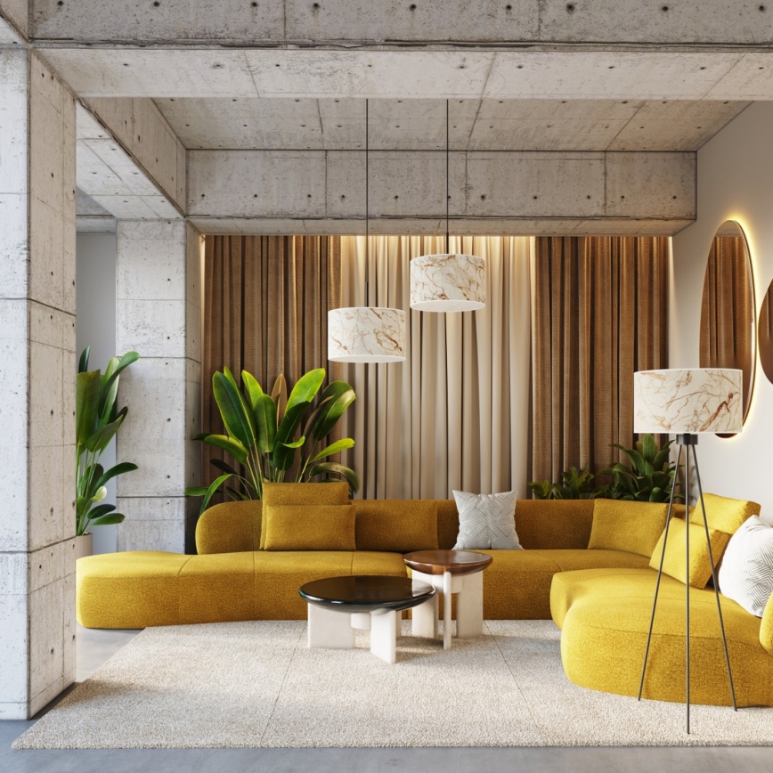 Põrandalamp NEVIA 1xE27/15W/230V beež/marmorikujundus