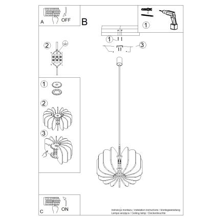 Rippvalgusti kaabliga MULA 1xE27/15W/230V, läbimõõt 45 cm, kollane