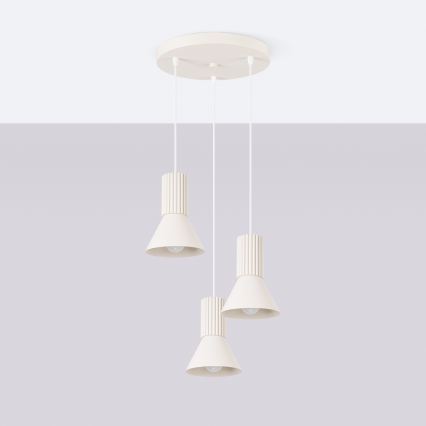 Kaabliga rippvalgusti ESTRIA 3xE14/10W/230V, läbimõõt 30 cm, kreemjas