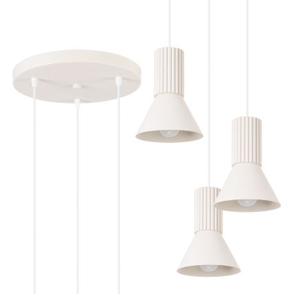 Kaabliga rippvalgusti ESTRIA 3xE14/10W/230V, läbimõõt 30 cm, kreemjas