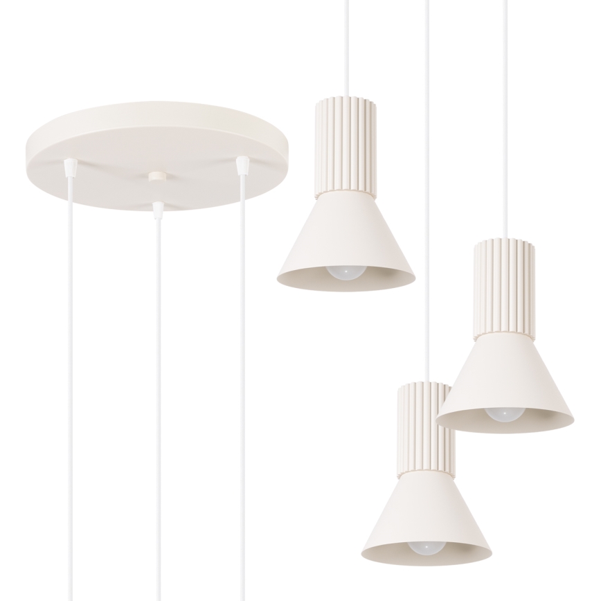 Kaabliga rippvalgusti ESTRIA 3xE14/10W/230V, läbimõõt 30 cm, kreemjas