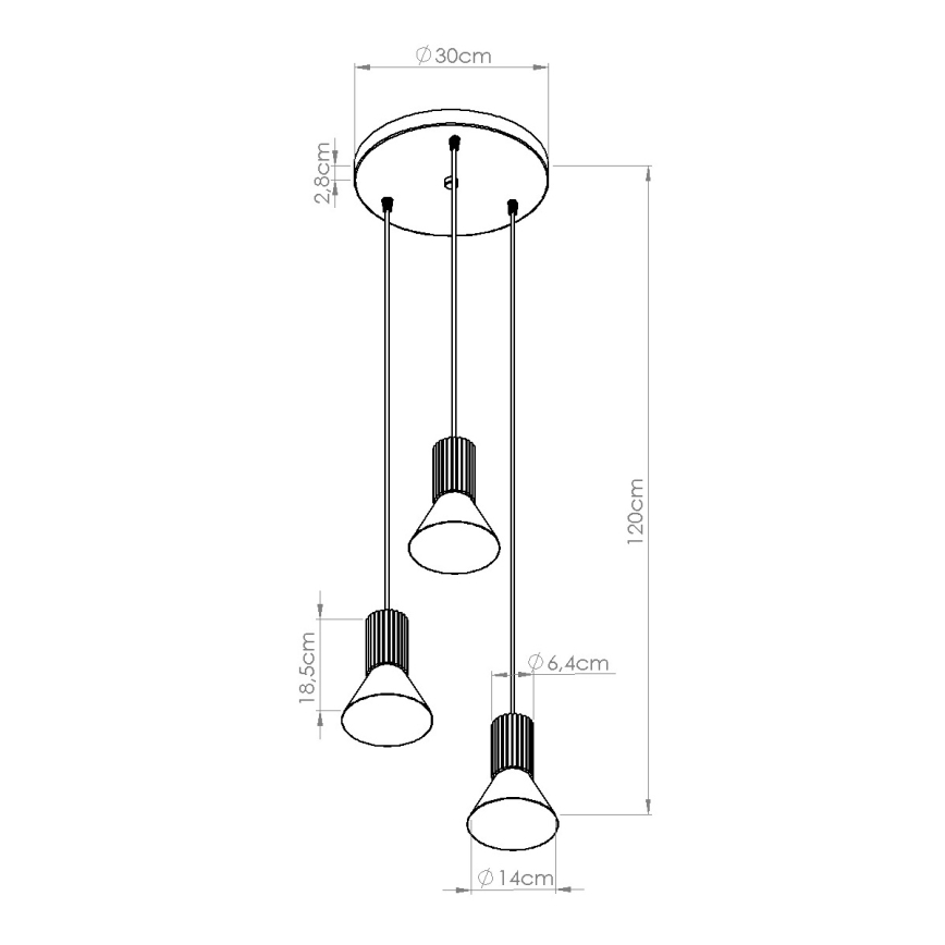 Kaabliga rippvalgusti ESTRIA 3xE14/10W/230V, läbimõõt 30 cm, kreemjas