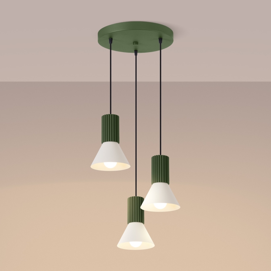 Ripplühter kaabliga ESTRIA 3xE14/10W/230V, läbimõõt 30 cm, roheline