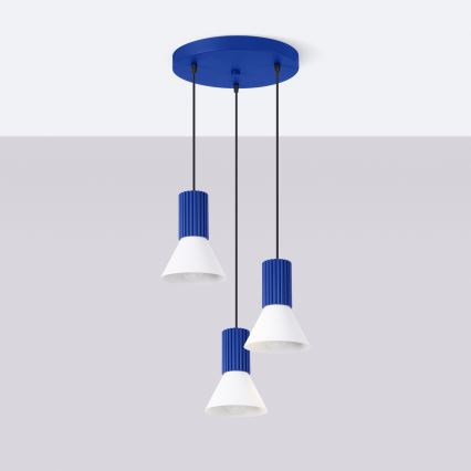 Kaabliga rippuv lühter ESTRIA 3xE14/10W/230V, läbimõõt 30 cm, sinine