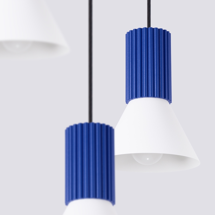 Kaabliga rippuv lühter ESTRIA 3xE14/10W/230V, läbimõõt 30 cm, sinine