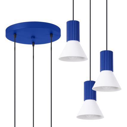 Kaabliga rippuv lühter ESTRIA 3xE14/10W/230V, läbimõõt 30 cm, sinine