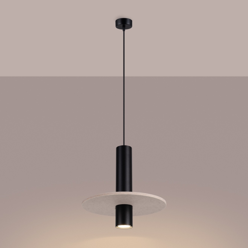 Kaabliga ripplamp PELTA 1xGU10/10W/230V must/kreemjas