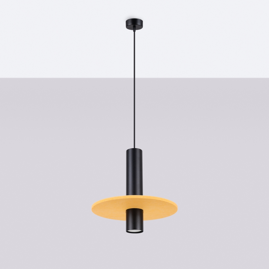 Rippvalgusti kaabliga PELTA 1xGU10/10W/230V must/kollane