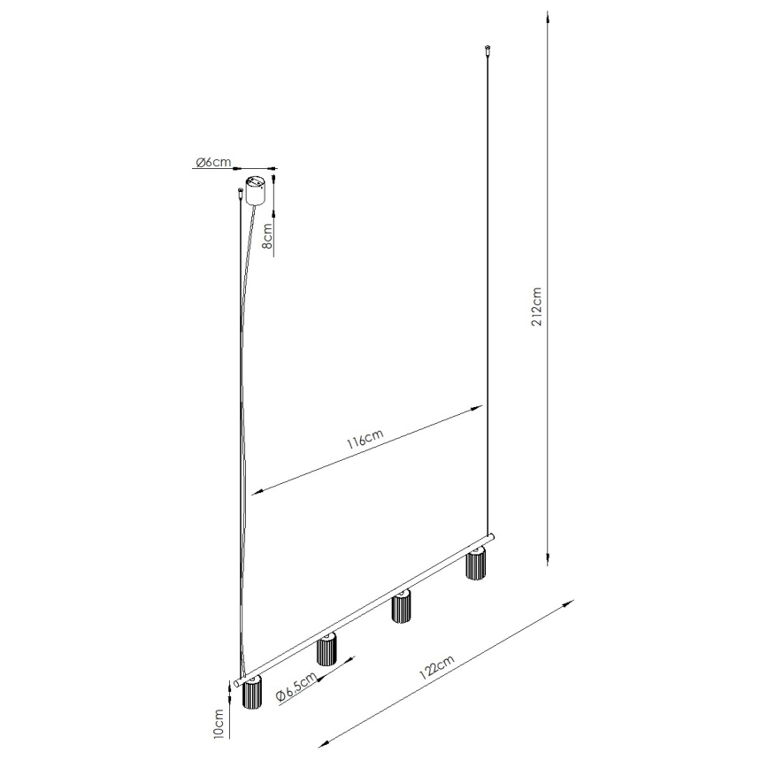 KARBON kaabliga lühter 4xGU10/10W/230V, roheline