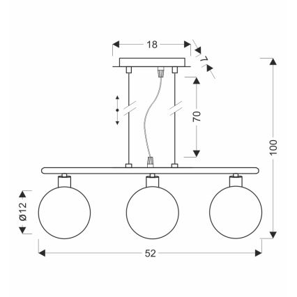 SOMUL ripatslamp kaablil 3xG9/20W/230V suitsune must