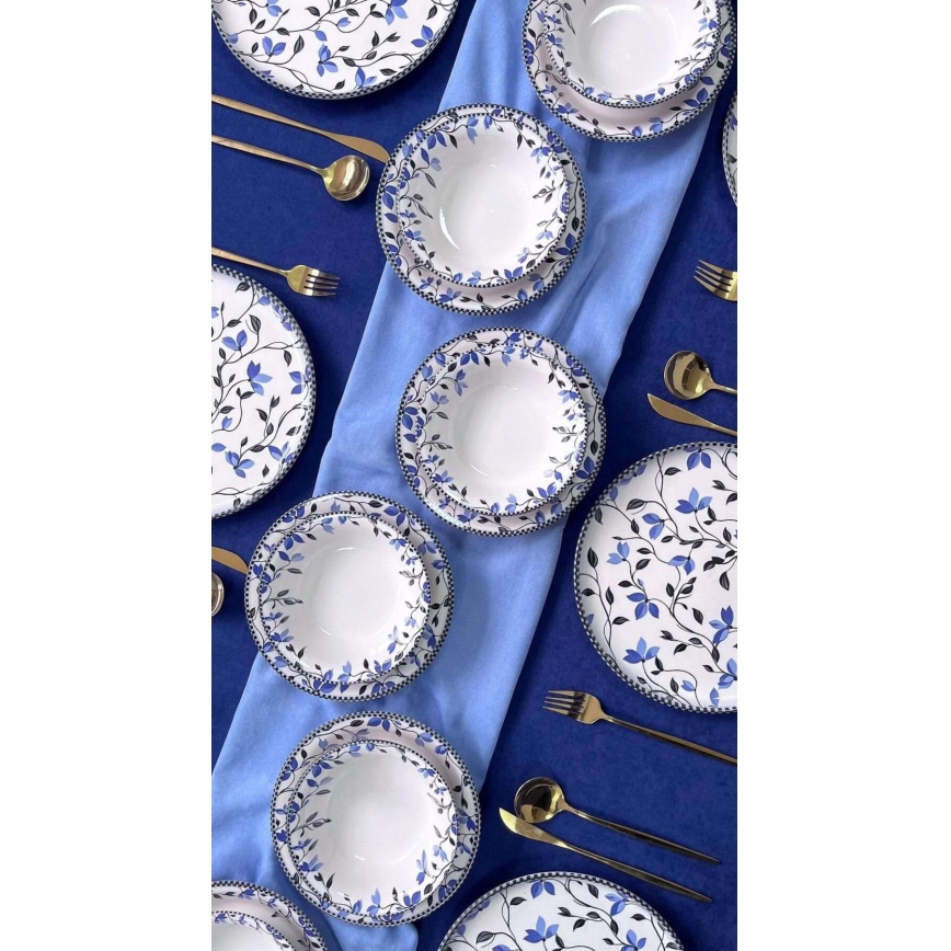 Söögikomplekt 18 tk sinine/valge/keraamika