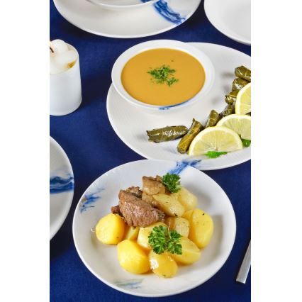 Söögikomplekt 18 tk valge/sinine/portselan
