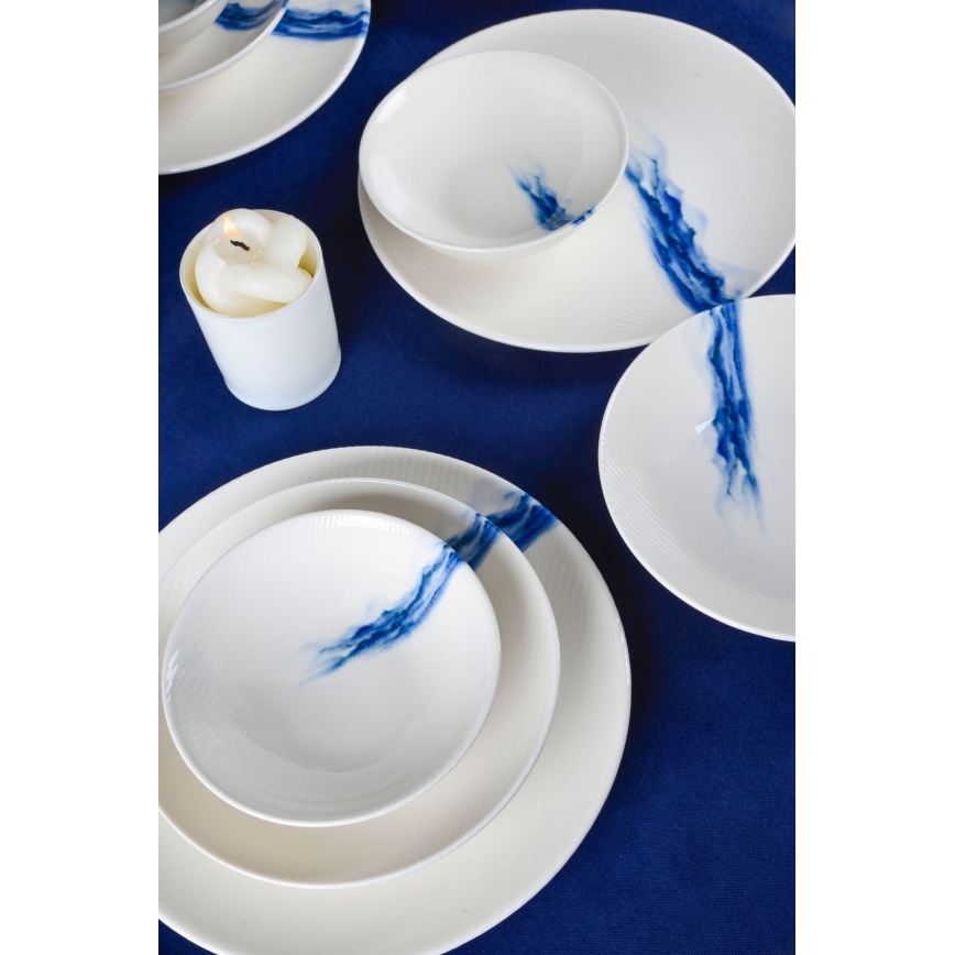 Söögikomplekt 18 tk valge/sinine/portselan
