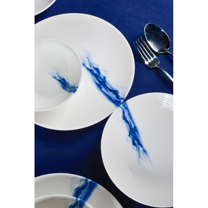 Söögikomplekt 18 tk valge/sinine/portselan