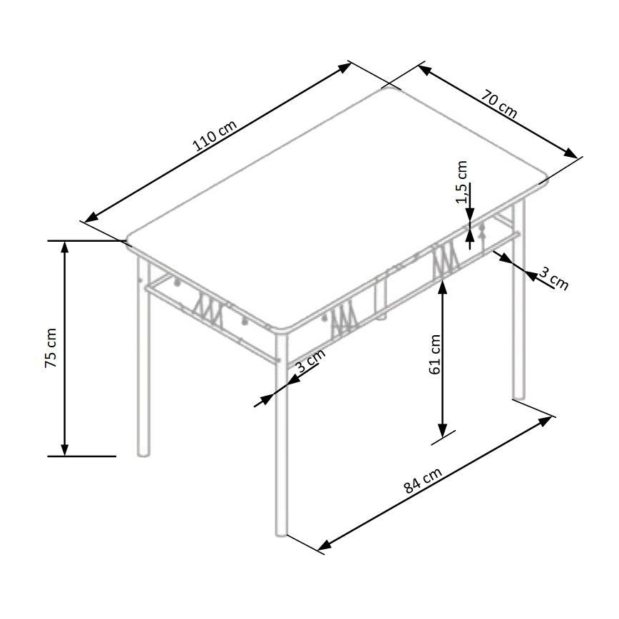 Söögikomplekt FAUST, metall/sonoma-tamm