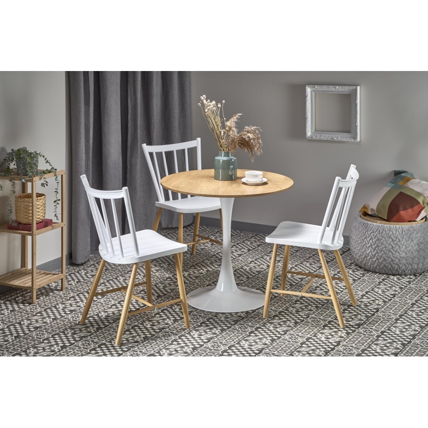 Söögilaud LUGI läbimõõt 80 cm pruun/valge