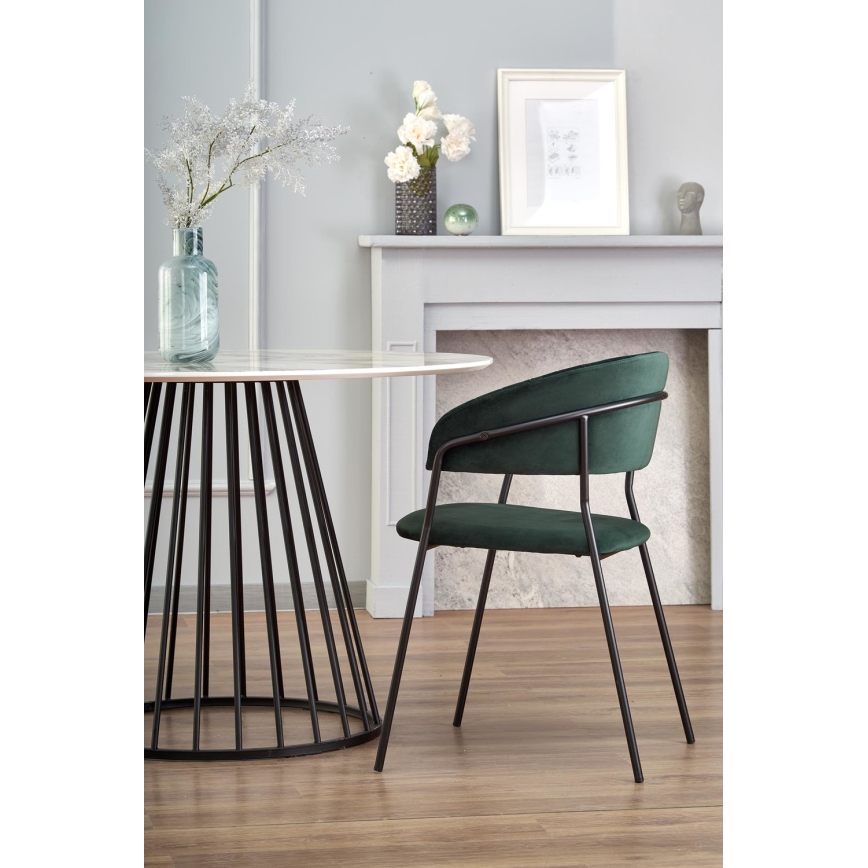 Söögilaud SEREIN, valge marmoridekoor/must