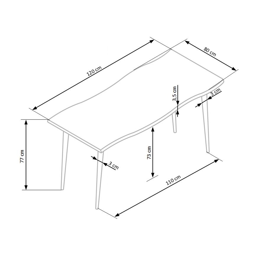 Söögilaud SOLACE tamm/must