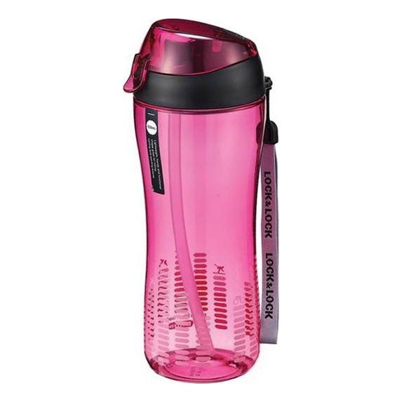 Spordipudel kõrrega 550 ml roosa