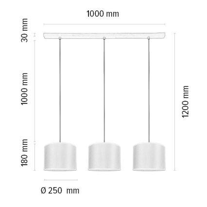 Lühter BENITA 3xE27/40W/230V valge/tamm – FSC sertifitseeritud