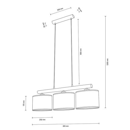 Lühter MERCEDES 3xE27/40W/230V valge/tamm – FSC sertifitseeritud