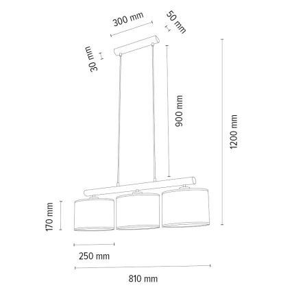 Lühter MERCEDES 3xE27/40W/230V pruun/tamm – FSC sertifitseeritud