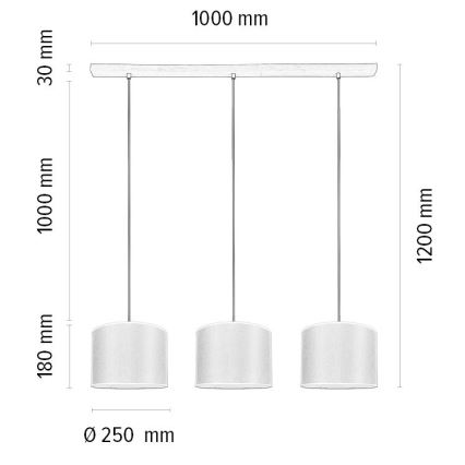 Lühter BENITA 3xE27/40W/230V kreemikas/tamm – FSC sertifitseeritud