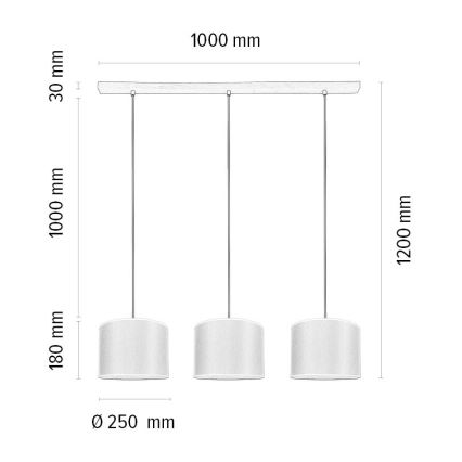 Lühter BENITA 3xE27/40W/230V pruun/tamm – FSC sertifitseeritud