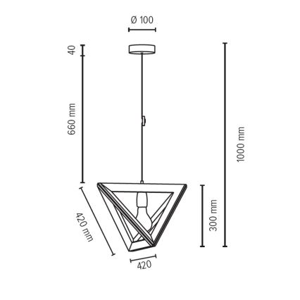 Lühter TRIGONON 1xE27/60W/230V pöök - FSC sertifitseeritud