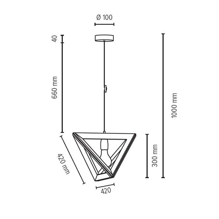 Lühter TRIGONON 1xE27/60W/230V pöök - FSC sertifitseeritud