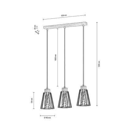 Spot-Light - Lühter ORAZIO 3xE27/60W/230V tamm - FSC sertifitseeritud