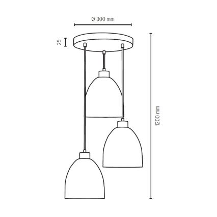 Lühter AURA 3xE27/60W/230V pöök - FSC sertifitseeritud