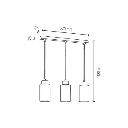 Lühter BOSCO 3xE27/60W/230V - FSC sertifitseeritud