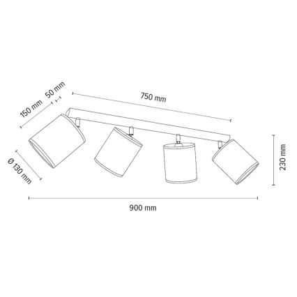 Kohtvalgusti BENITA 4xE27/25W/230V valge/tamm – FSC sertifitseeritud