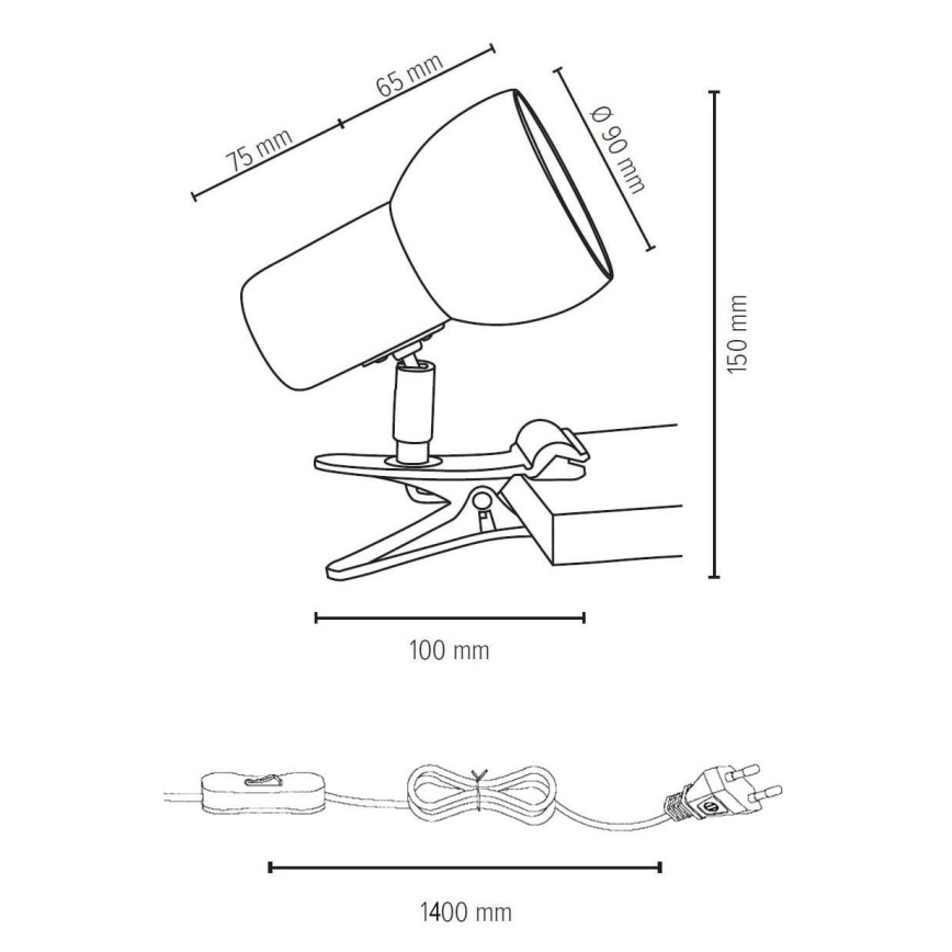 Lamp klamberkinnitusega SVENDA 1xE27/60W/230V tamm - FSC sertifitseeritud