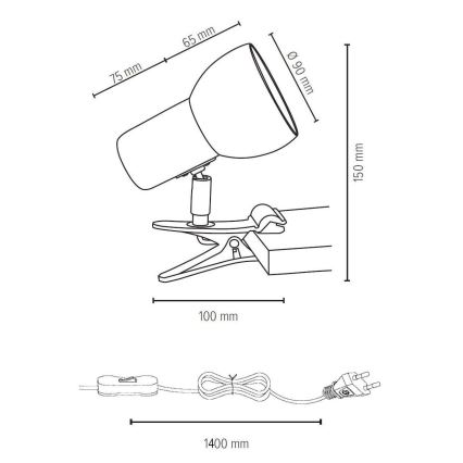 Lamp klamberkinnitusega SVENDA 1xE27/60W/230V tamm - FSC sertifitseeritud