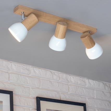 Laespott SVENDA 3xE27/60W/230V tamm/valge