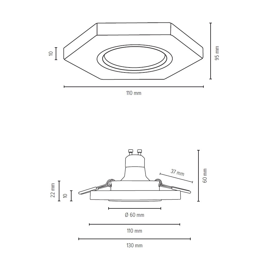 LED Süvistatav valgusti VITAR 1xGU10/5W/230V CRI 90 pöök – FSC sertifitseeritud