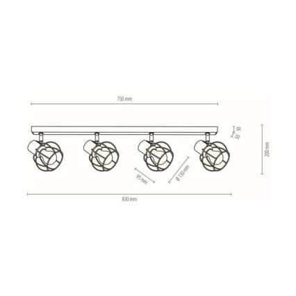 Kohtvalgusti lakke PHIPHI 4xE27/60W/230V tamm - FSC sertifitseeritud