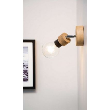 Seinapunktvalgusti MARJOLAINE 1xE27/25W/230V, tammeviimistlusega