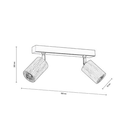 LED Kohtvalgusti lakke MATTI 2xGU10/5W/230V tamm - FSC sertifitseeritud