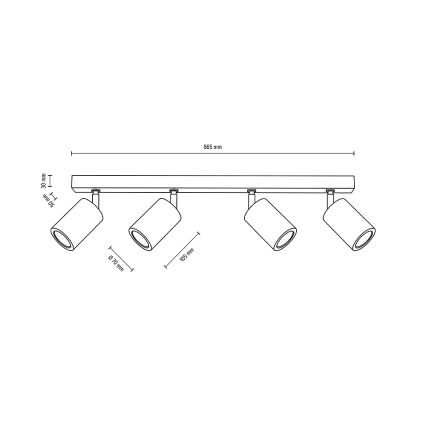 LED Kohtvalgusti lakke MATTI 4xGU10/5W/230V tamm - FSC sertifitseeritud