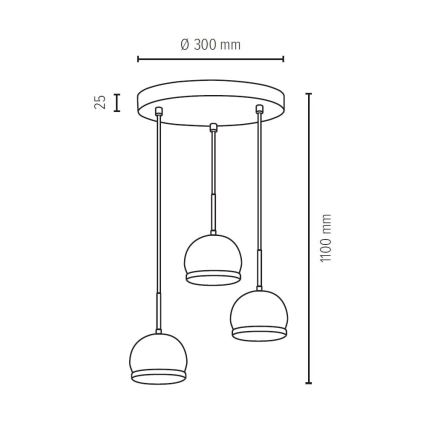 LED Lühter BALL WOOD 3xGU10/5W/230V pöök - FSC sertifitseeritud