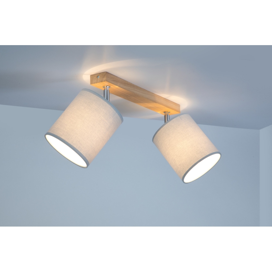 Kohtvalgusti APRILLIA 2xE27/25W/230V tamm, hall - FSC sertifitseeritud