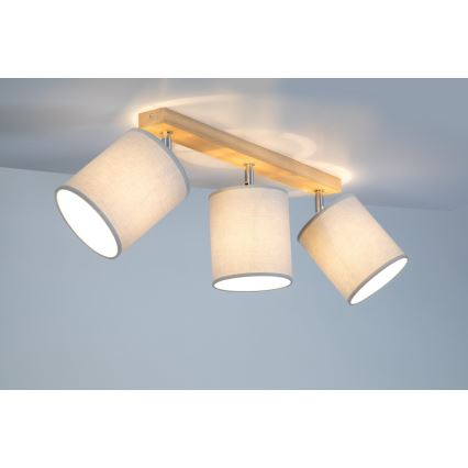 Kohtvalgusti APRILLIA 3xE27/25W/230V tamm, hall - FSC sertifitseeritud