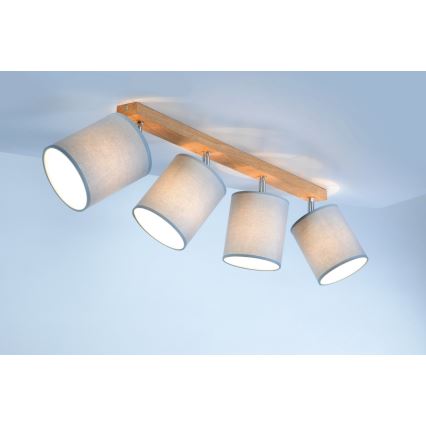 Kohtvalgusti APRILLIA 4xE27/25W/230V tamm, hall - FSC sertifitseeritud