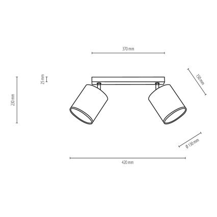 Kohtvalgusti APRILLIA 2xE27/25W/230V tamm, must - FSC sertifitseeritud