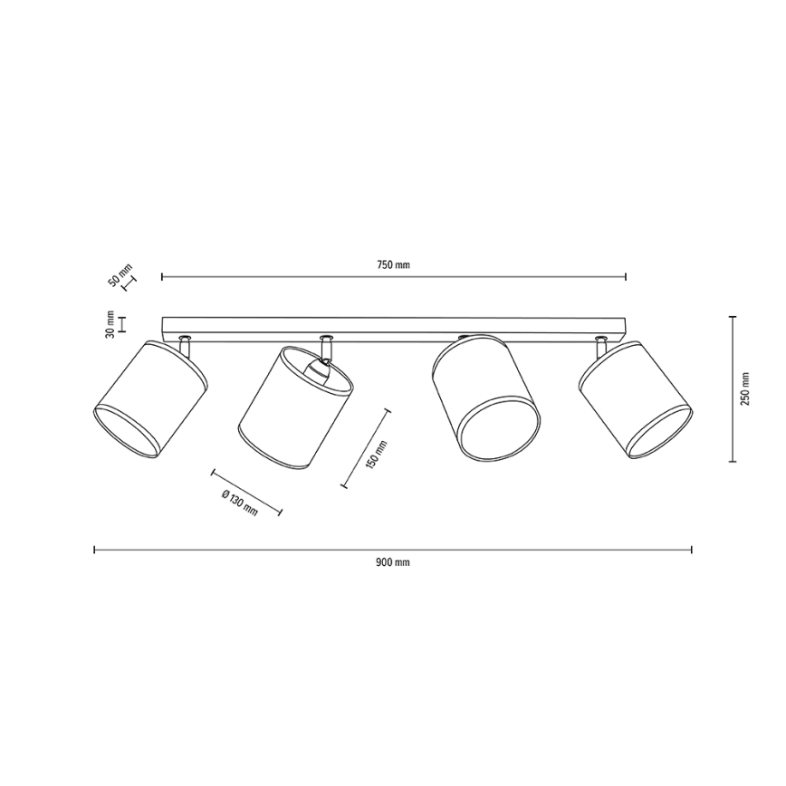 Suunatav laevalgusti BOHO 4xE27/25W/230V tamm